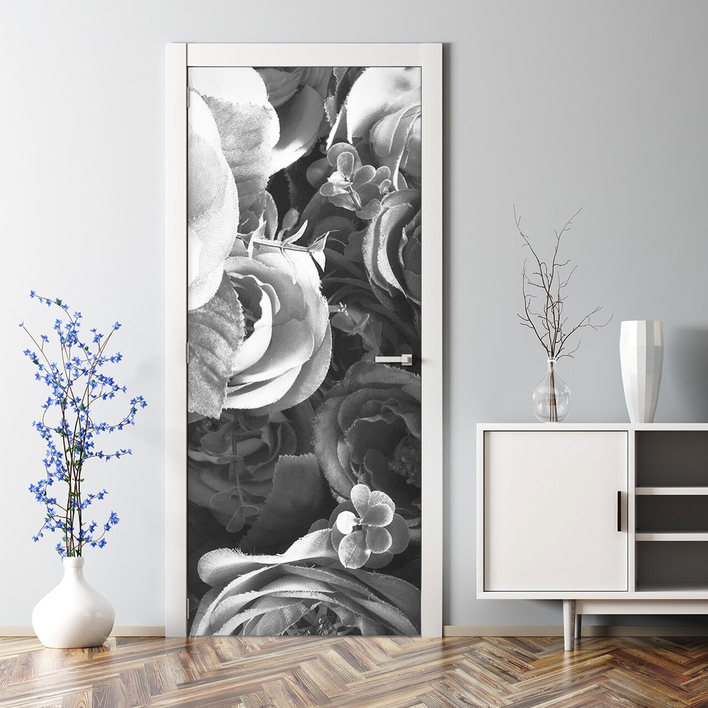Retro Roses renters design nursery Self adhesive Door Decal Decor Wallpaper