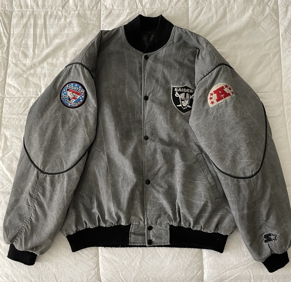 Vintage Starter Los Angeles Raiders Acid Wash Jacket Size XL