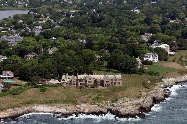 Aerial view Newport Aquidneck Island US state Rhode Island focus Rough Point