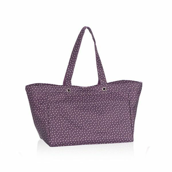 Thirty One Soft Utility Tote Travel Beach Large 31 gift Bag Plum Dancing dot