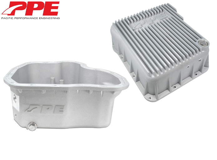 PPE Deep Raw Aluminum Transmission & Oil Pan Kit For 2001-2010 GM 6.6L Duramax