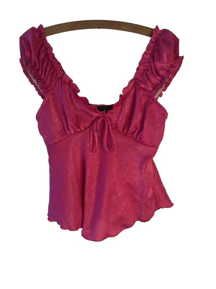 Vintage Y2K Babydoll Pink Women M Top Fairy Coquette Sexy  Preppy Clean Girl