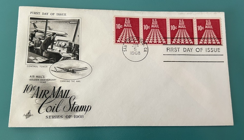 Control Tower 10c Air Mail Coil Stamp 1968 First Day Cover