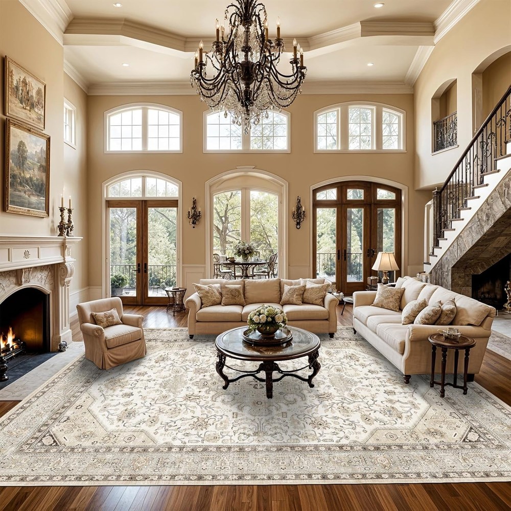 Living Room Area Rugs 10x14: Extra Large Area Rug Super Soft Distressed Oriental