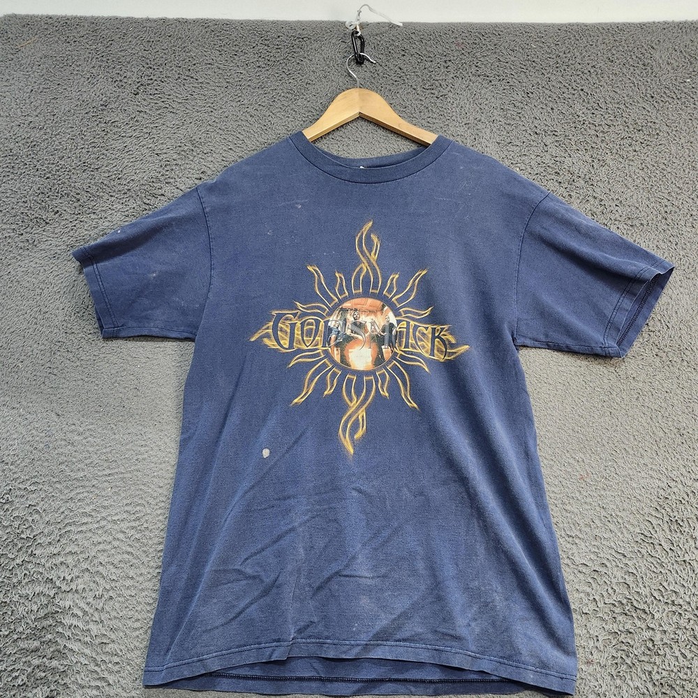 Vintage Godsmack Shirt Mens Large Blue Summer Tour 2001 Rock Band Graphic Tee