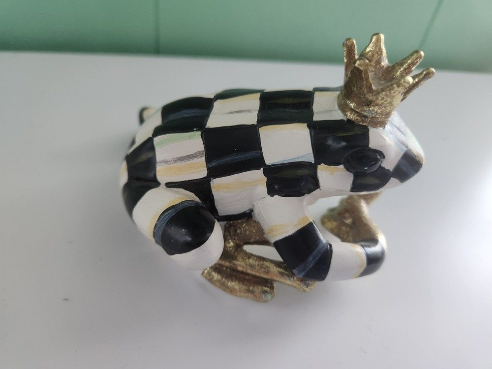 Mackenzie Childs Frog Crown Prince Croaker Courtly Check Pot Climber