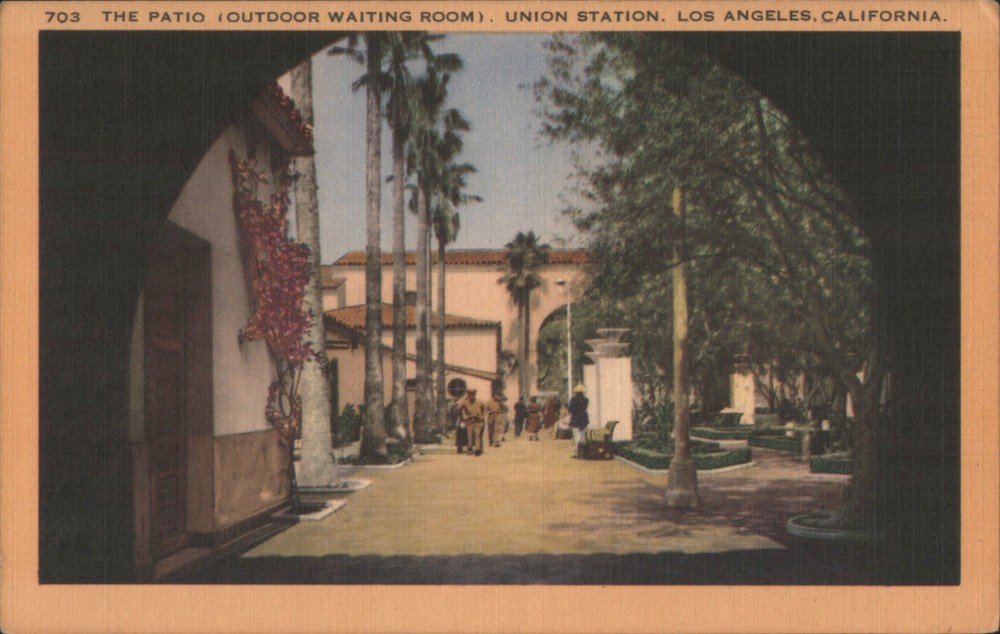 Los Angeles, California CA Union Station Patio Outdoor Waiting Room Postcard