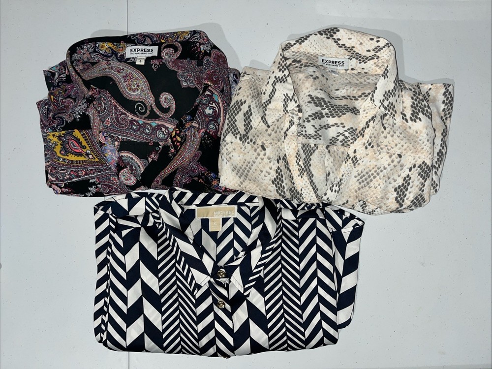 Lot 3 Women’s Blouses Express (L) Portofino Michael Kors (XL) Business Work READ