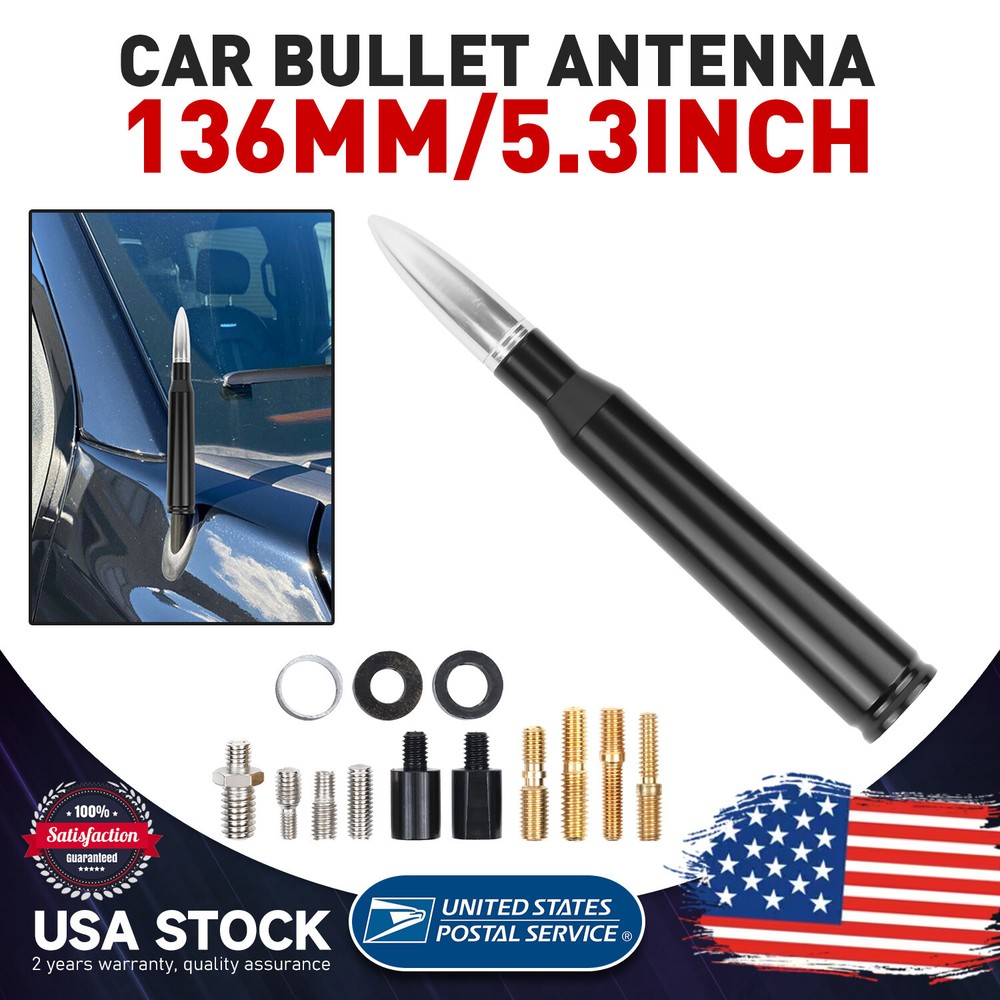 Bullet Aluminum Antenna Silver Black 5.3'' For  Chevrolet Silverado 3500 2006-18