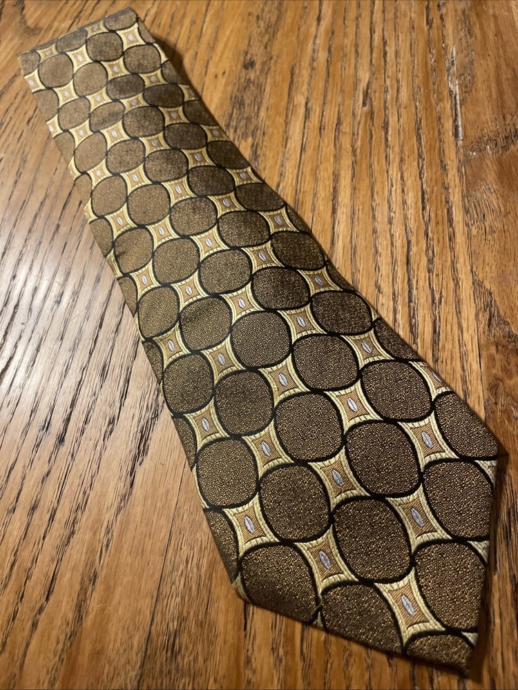 Vintage EUC Versani Italy Woven Geometric Silk Tie Hand Made Necktie