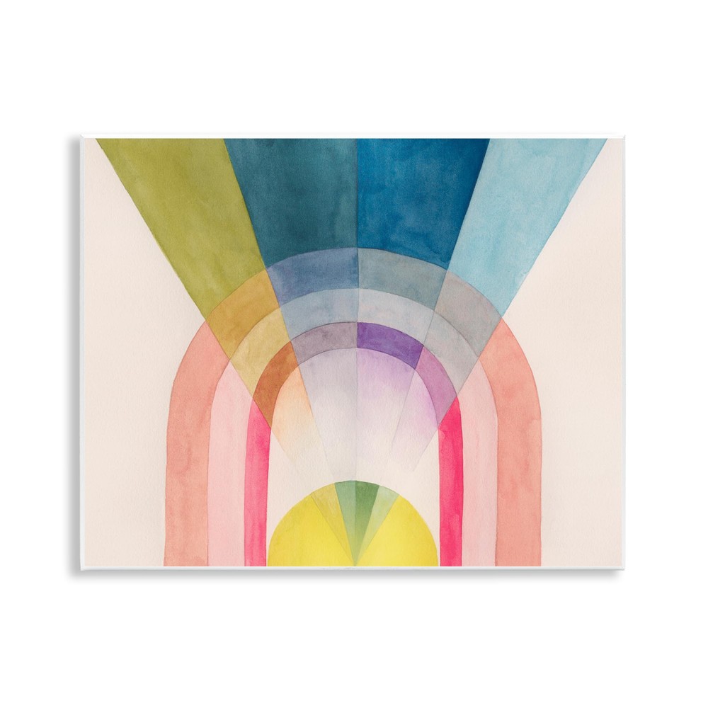 Sun Rays & Rainbow Wall Plaque Art Design by Grace Popp, 14 x 11