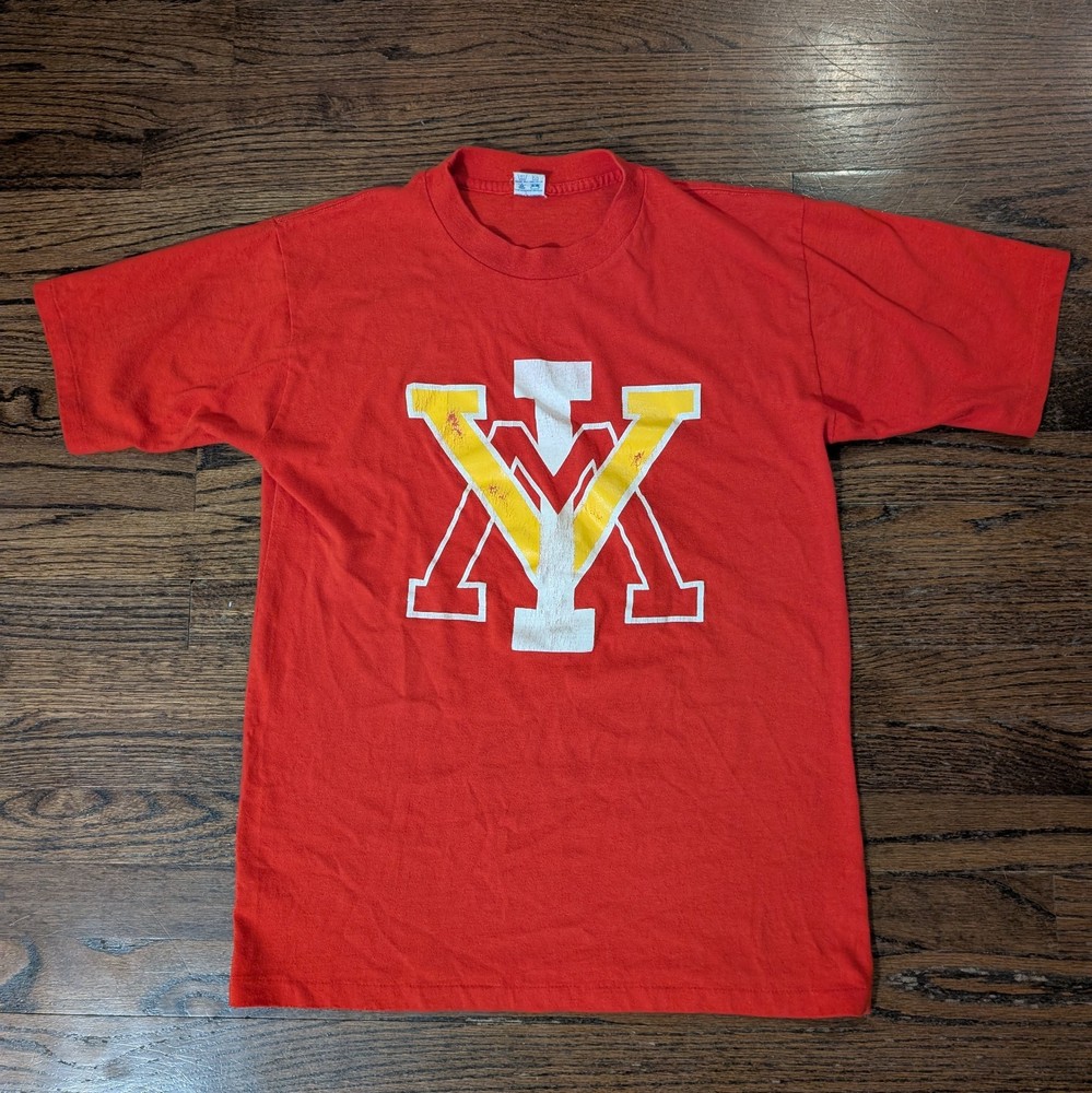 VMI Virginia Military Institute VTG Red T Shirt Made In USA Single Stitch Artex