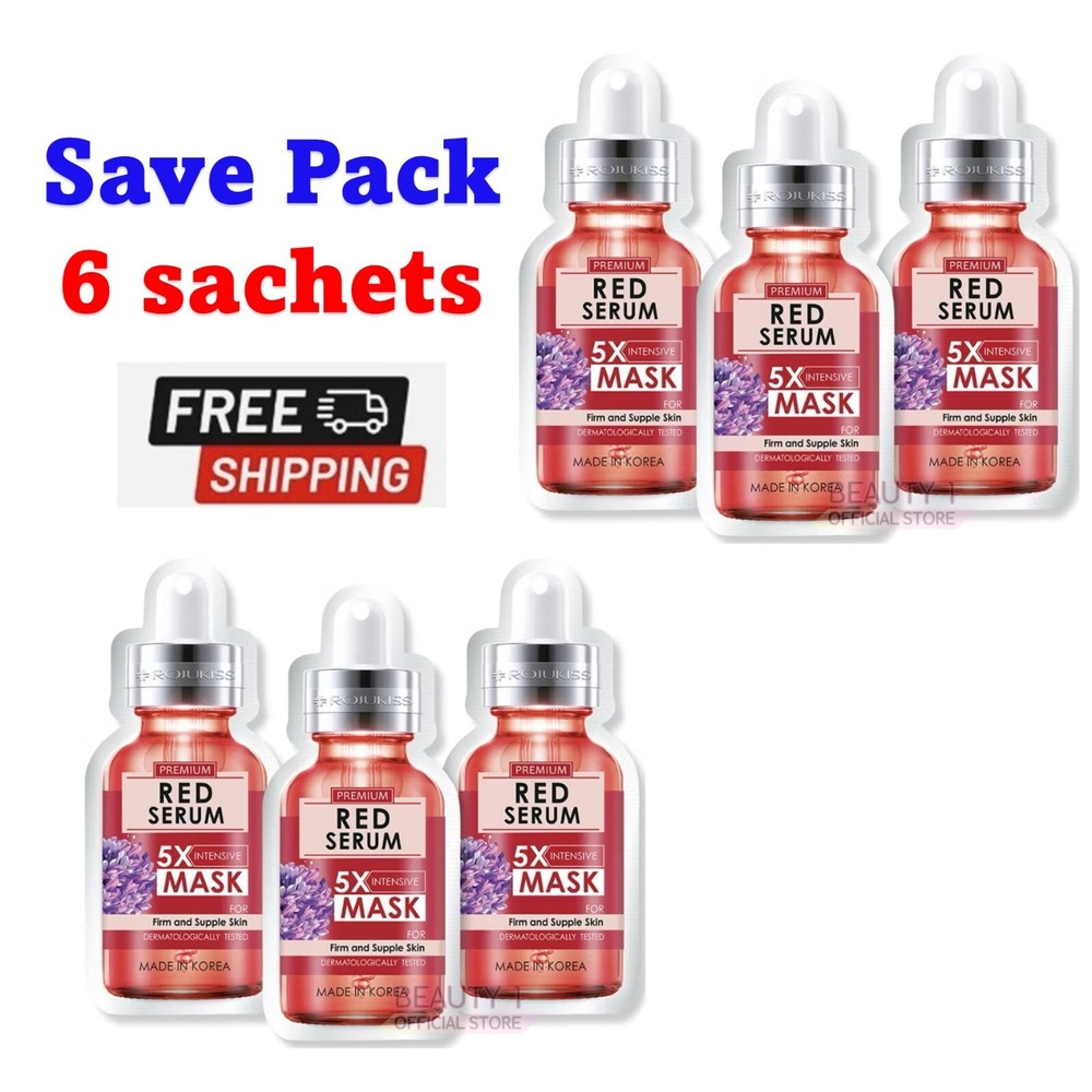 6 Sachets Rojukiss Firm Poreless Red Serum 5X Intensive 25ml Skincare Mask