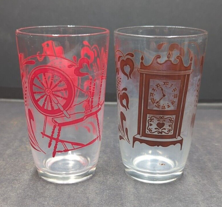 Vintage Swanky Swig Set of 2 Juice Glass Kraft Cheese Spread Hazel Atlas