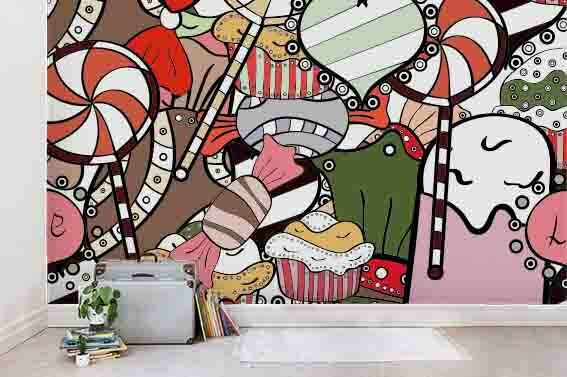 3D Abstract Monster Candy Graffiti Wallpaper Wall Murals Removable Wallpaper 216-image