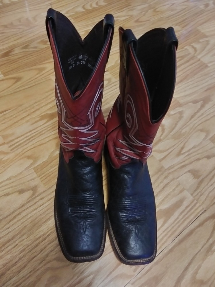 Justin BR319 Black & Red Cowboy Boots for Men Size 11.5D
