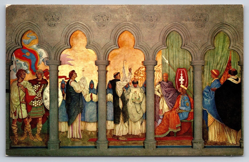 Grace Cathedral San Francisco California Vintage Postcard Mural by John De Rosen