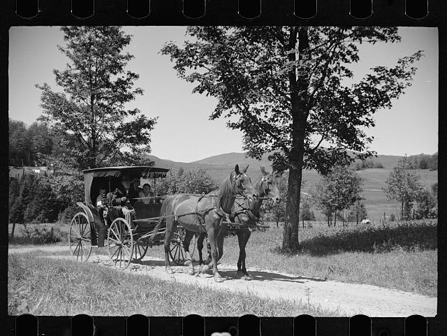 Photo:North Hyde Park Vermont 1936 Horse Carriage Farm Family Rural Scene