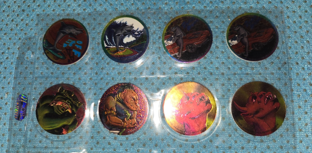 1990s Vintage Lot of 8 Holographic Pogs Milk Caps Lot