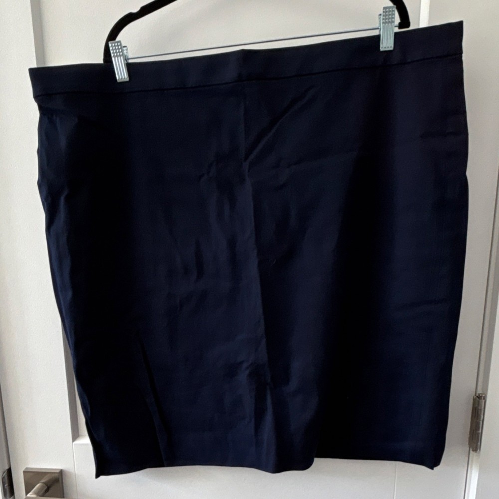 J.Crew Navy Straight Pencil Skirt Long Plus Size 22 Women Twill Cotton