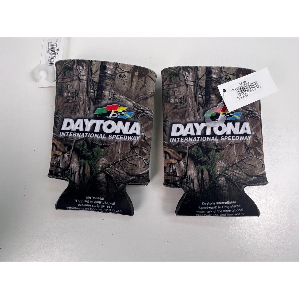 Daytona International Speedway Nascar Camo Can Coozie Drink Holder Set of 2 NWT