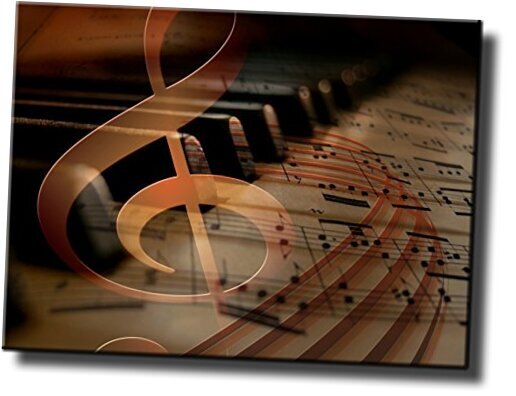 Music Notes Piano Picture on Stretched Canvas, Wall Art Decor Ready 18L