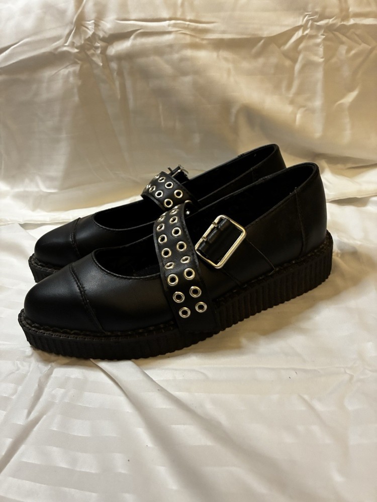 T.U.K. Footwear Black Mary Jane Platform Shoes Women’s Size 6 Alt Goth 2018