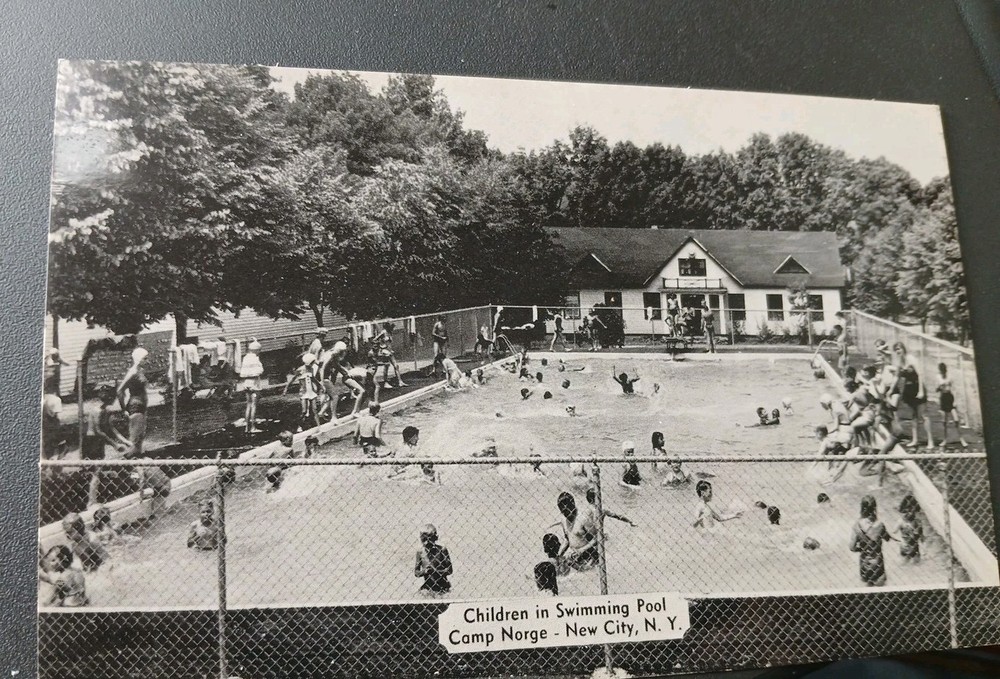Children Swimming at Camp Norge New City NY Rockland County Lithograph Postcard