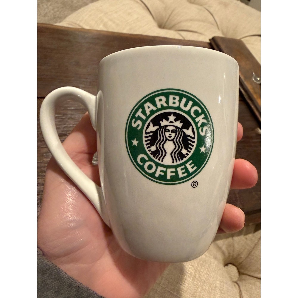 Starbucks Coffee 2007 Classic Green Siren Logo White Ceramic Mug 10.2 oz