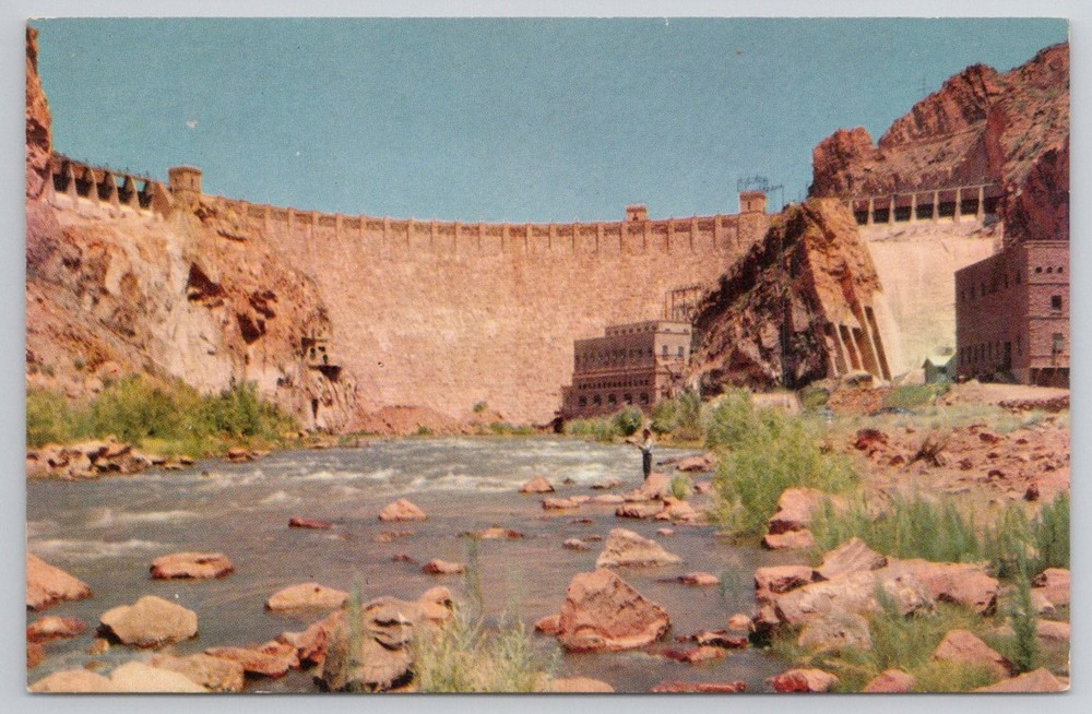 Roosevelt Dam Arizona Postcard - Salt River, Union 76 Gasoline Promo