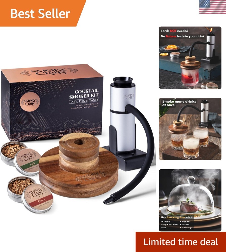 Acacia Whiskey Smoker Kit & Smoke Gun for Cocktails with Apple & Cherry Chips-image