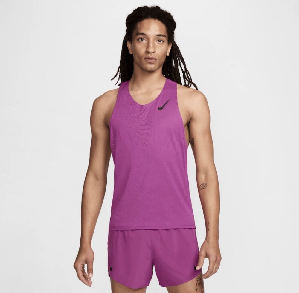 Mens Sz Large Nike Aeroswift Dri-Fit ADV Running Singlet Hot Fuchsia FN4231-518