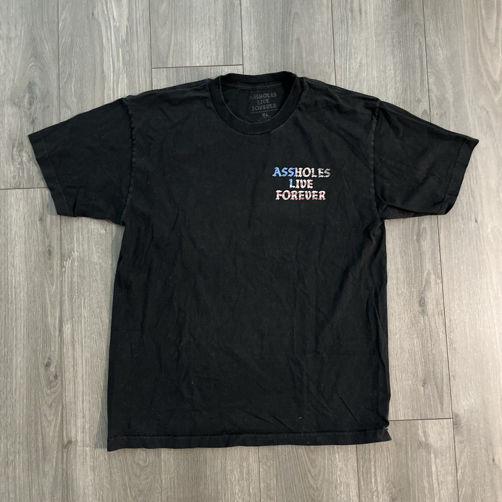 Assholes*s Live Forever Short Sleeve T-Shirt Mens XL Black Cotton Double Graphic