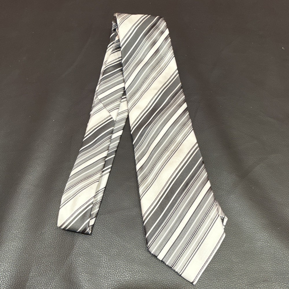 Giorgio Brutini Collezione Men's Striped Designer Tie Gray White Black Woven