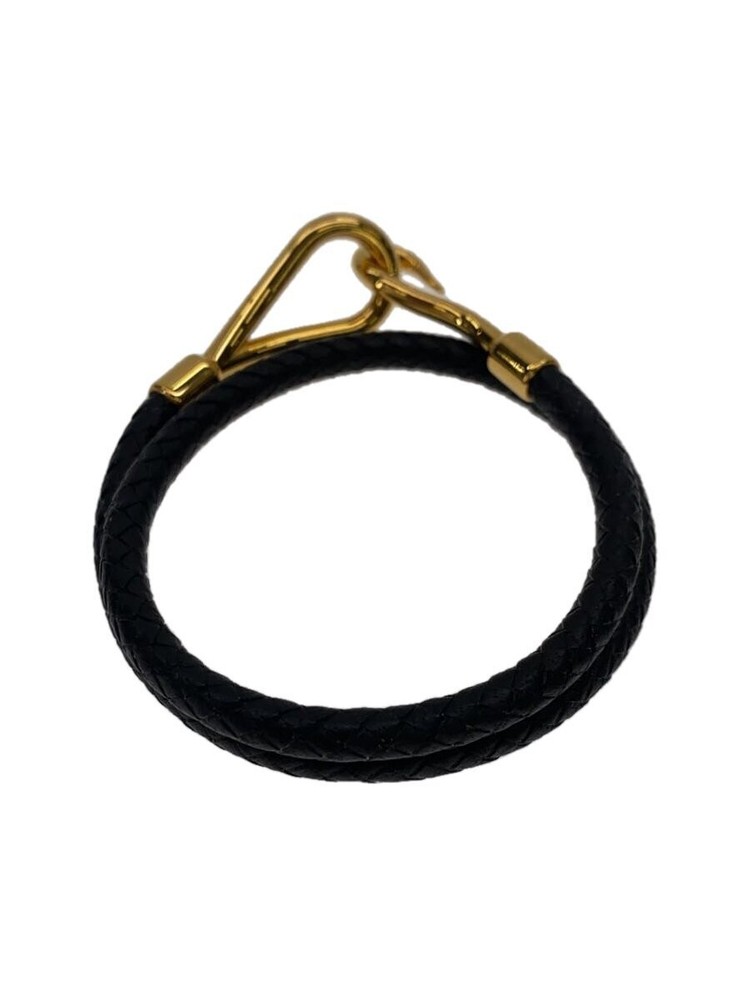 Hermes Jumbo Leather Bracelet Black for Women 2721