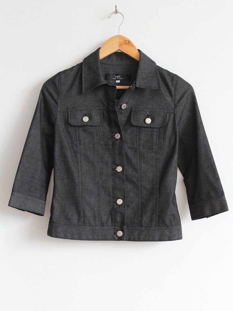 Ined Yohji Yamamoto Vintage Cropped Denim Jacket 3/4 Sleeve, Size 9