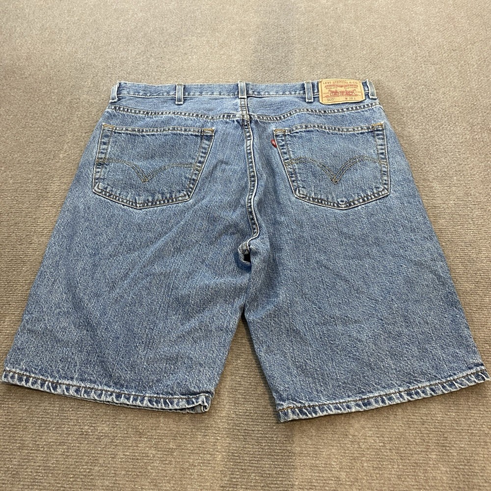 VTG Levis 505 Denim Jean Jorts Shorts Mens 38 Faded Blue Skater Y2K 90s