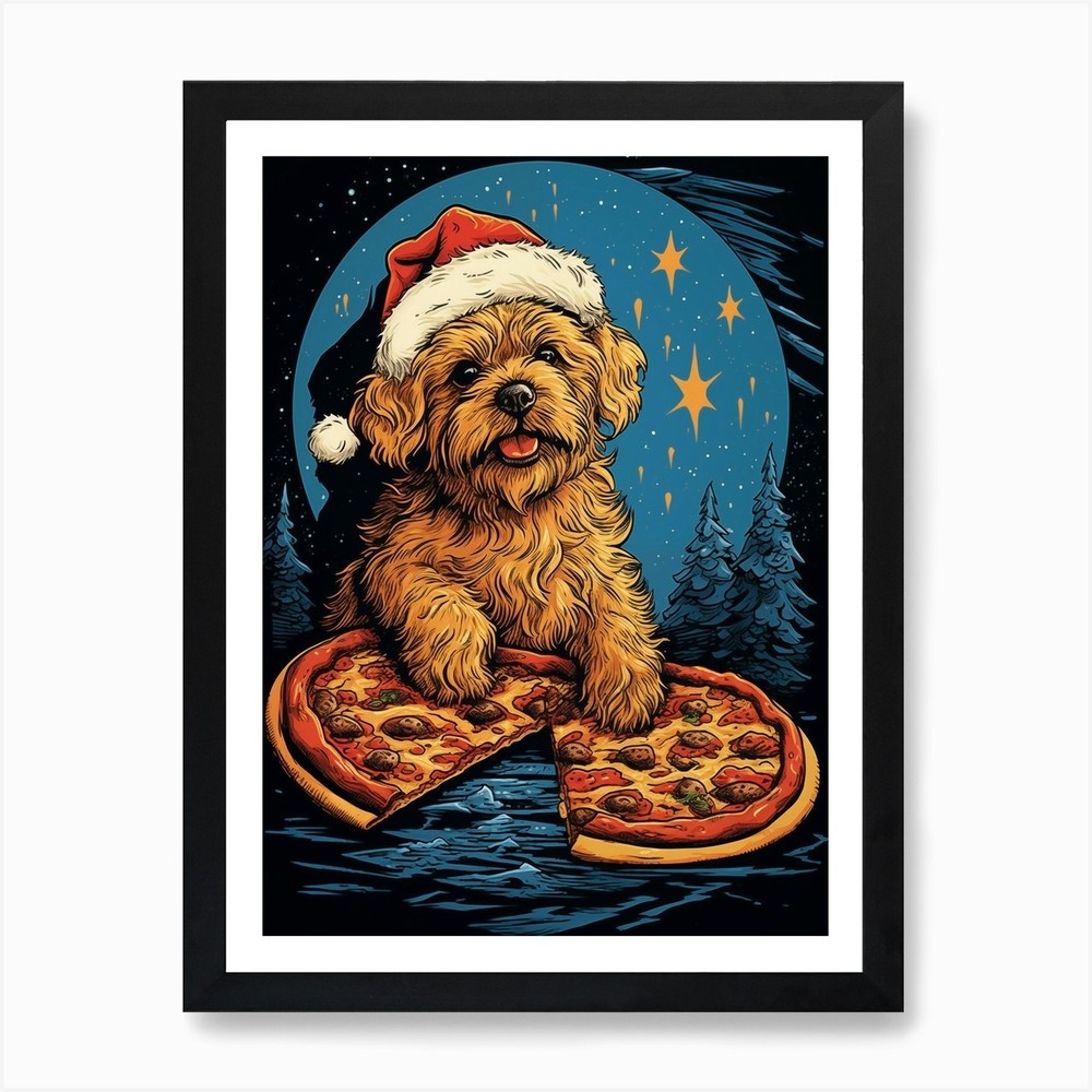 Santa Dog 1 Art Print Framed Wall Art Poster Canvas Print Picture