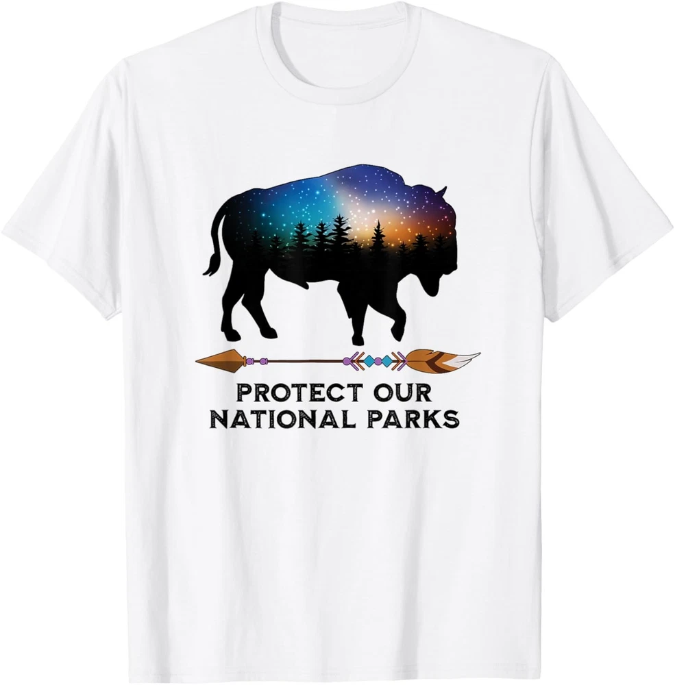 2026/Save Our National Parks Vintage Bison Forest Starscape T-Shirt