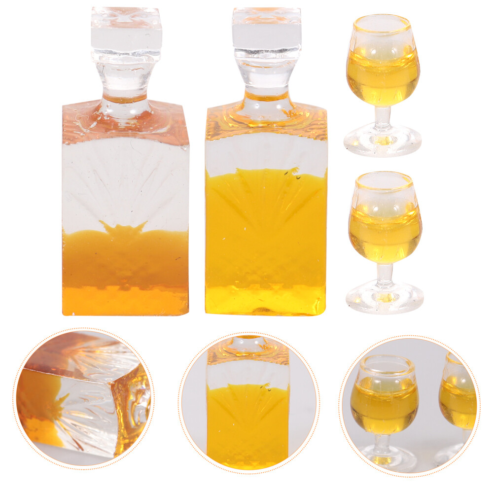 4 Sets Educational Toy Miniature Wine Ornaments House Decor Toddler