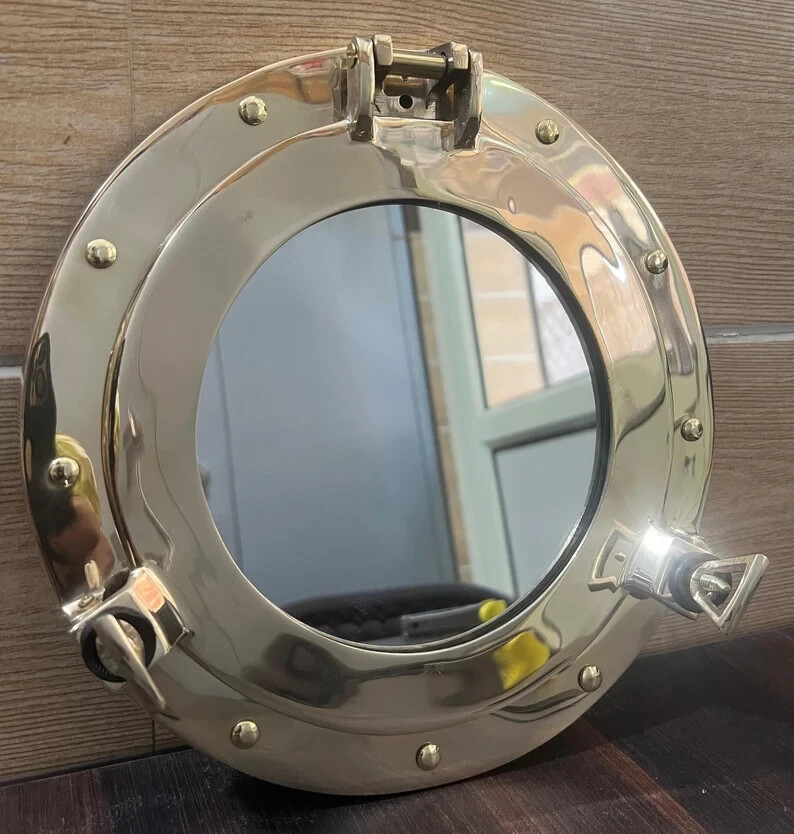 Antique Brass Nautical Porthole Mirror - Perfect Christmas Home Decor Gift