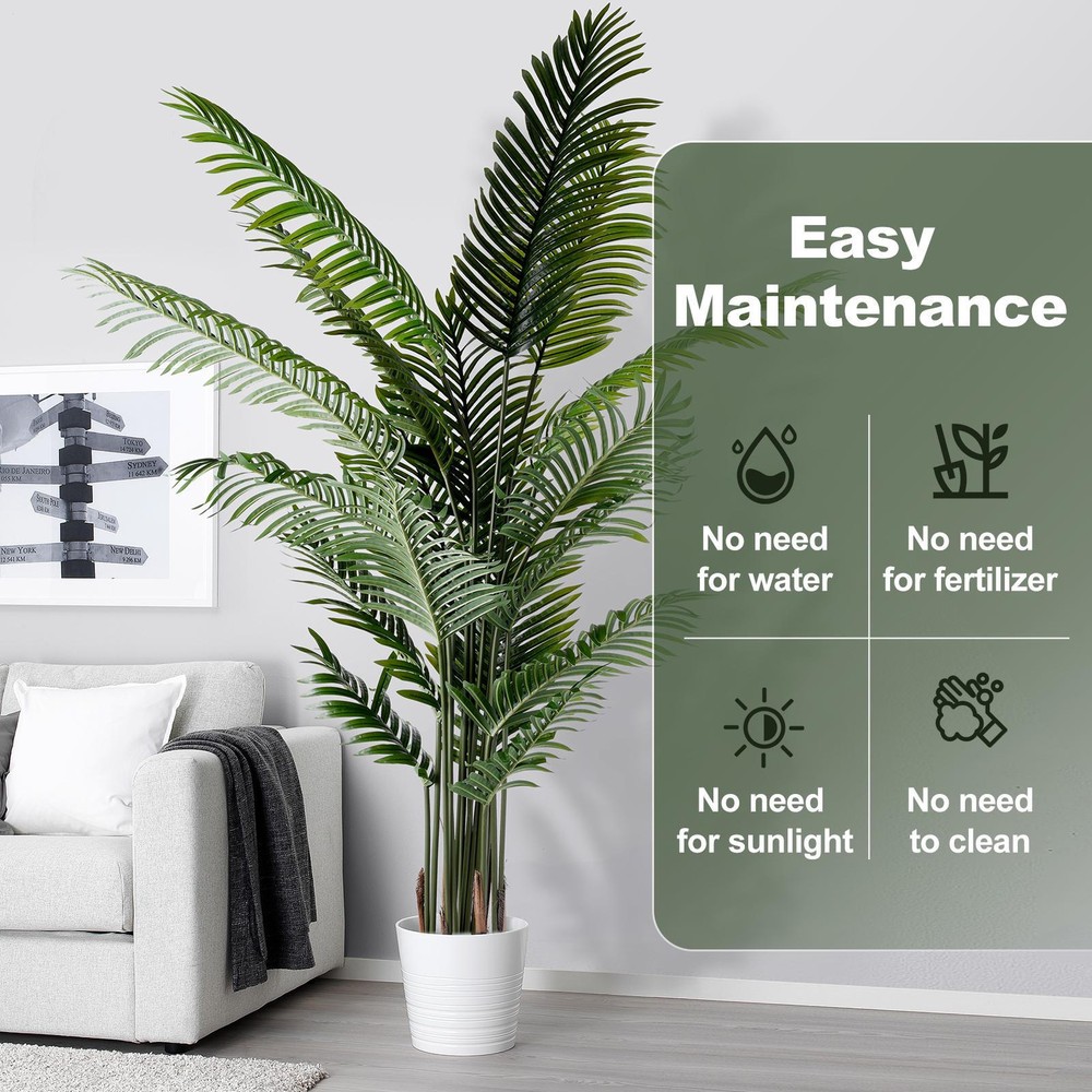 2 Pack 6ft Artificial Catechu Betel Nut Palm Tree Faux Lifelike Fake Plant