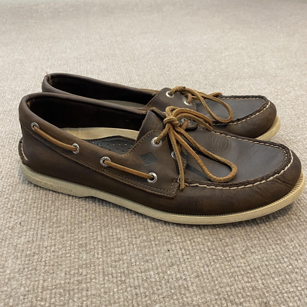 Sperry Top-Sider Boat Shoes Mens Size 11 Brown Leather Deck Casual STS13398