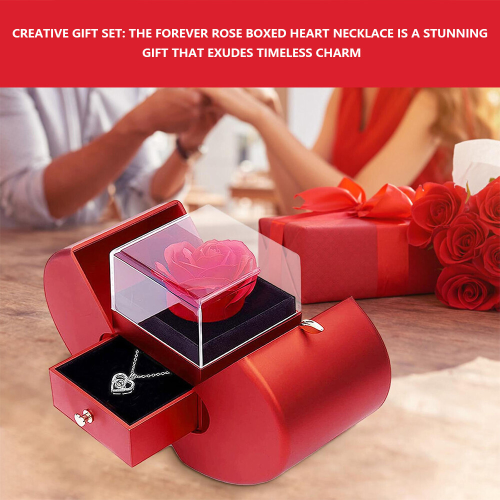 Preserved Rose Eternal Rose Gifts for Her Cute Gift Box Forever Rose & Necklace