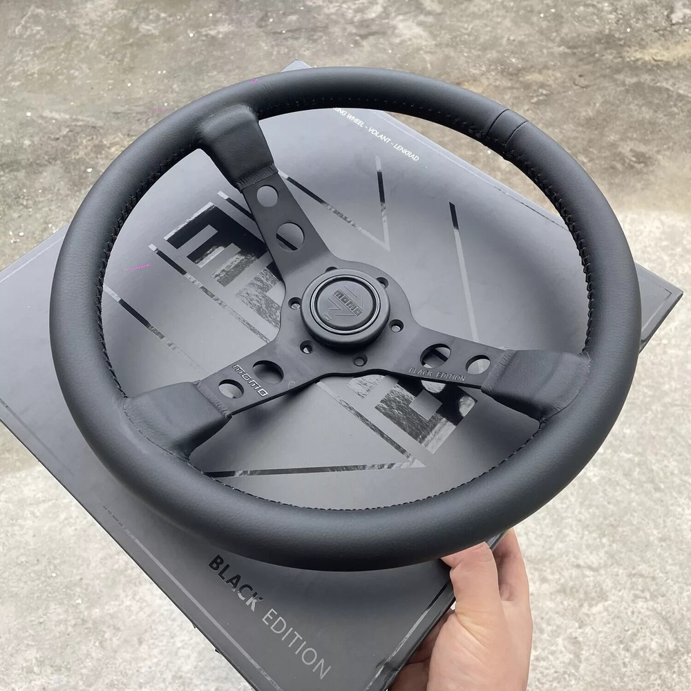 MOMO Prototipo P5 Black Edition 350mm Genuine Leather Deep Dish Steering Wheel