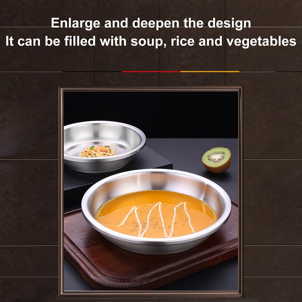 304 Food Grade Stainless Steel Round Deepened Dish Plate