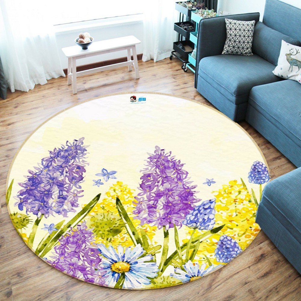 3D Watercolor Purple Flowers NAO5867 Game Rug Mat Elegant Photo Carpet Mat Fay