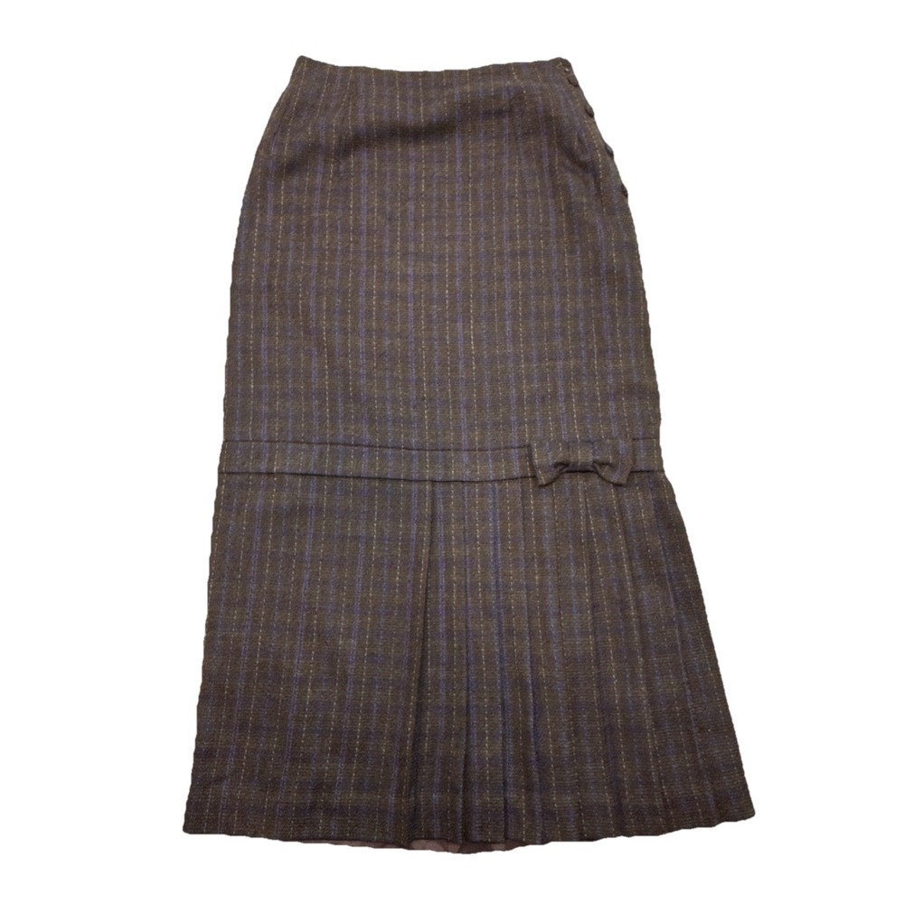 Cullinane Women Wool Skirt Size 6 Brown Plaid Made in Italy Vintage