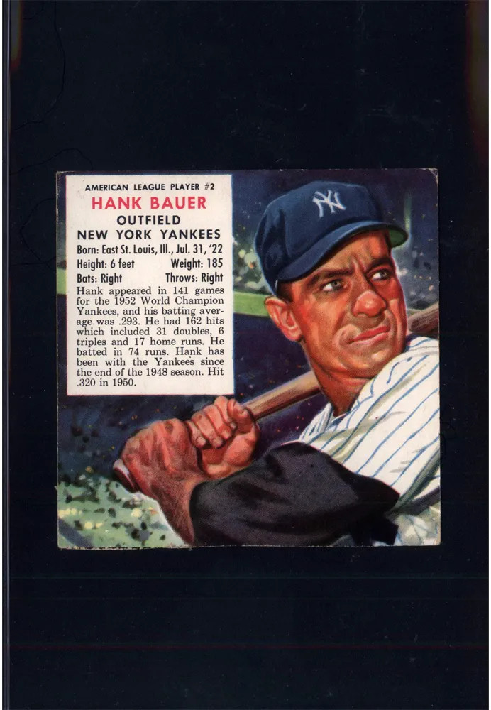 1953 Red Man Tobacco No Tab #2 Hank Bauer Yankees (VG/EX) [MK] 011815
