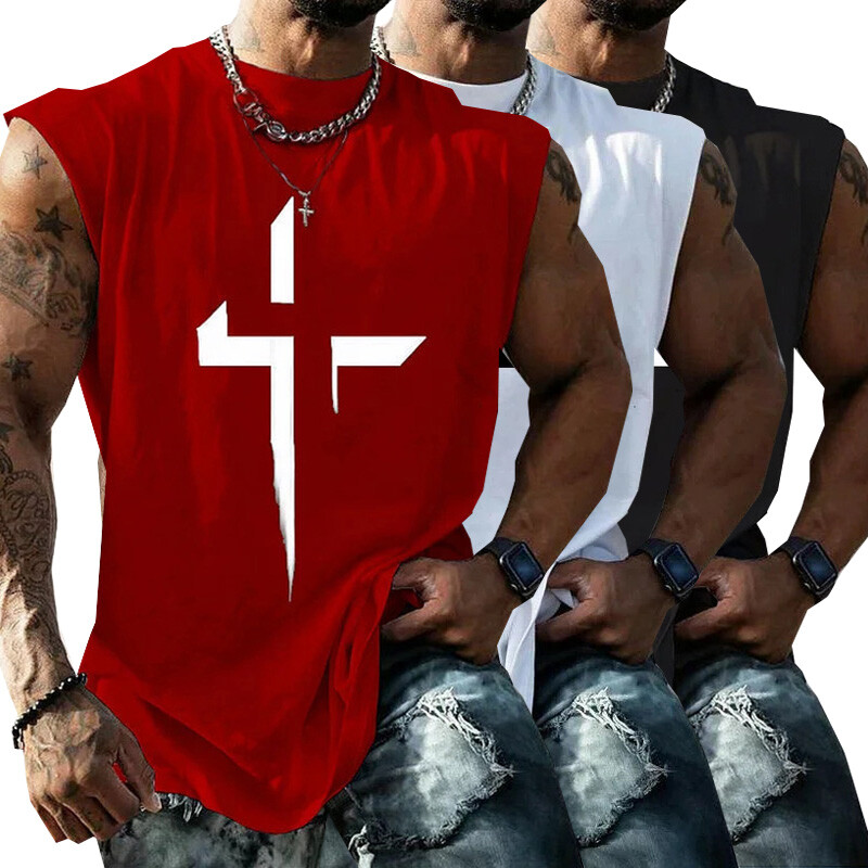 Men Gym Sport Tank Vest Tops Sleeveless Bodybuilding Fitness Muscle Tee T-shirt